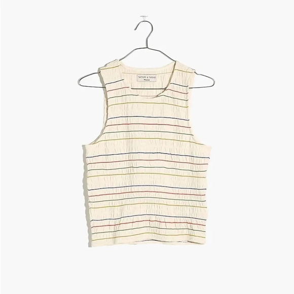TEXTURE & THREAD by MADEWELL NWOT Rainbow Stitch Smocked Tank Top - Picture 4 of 10